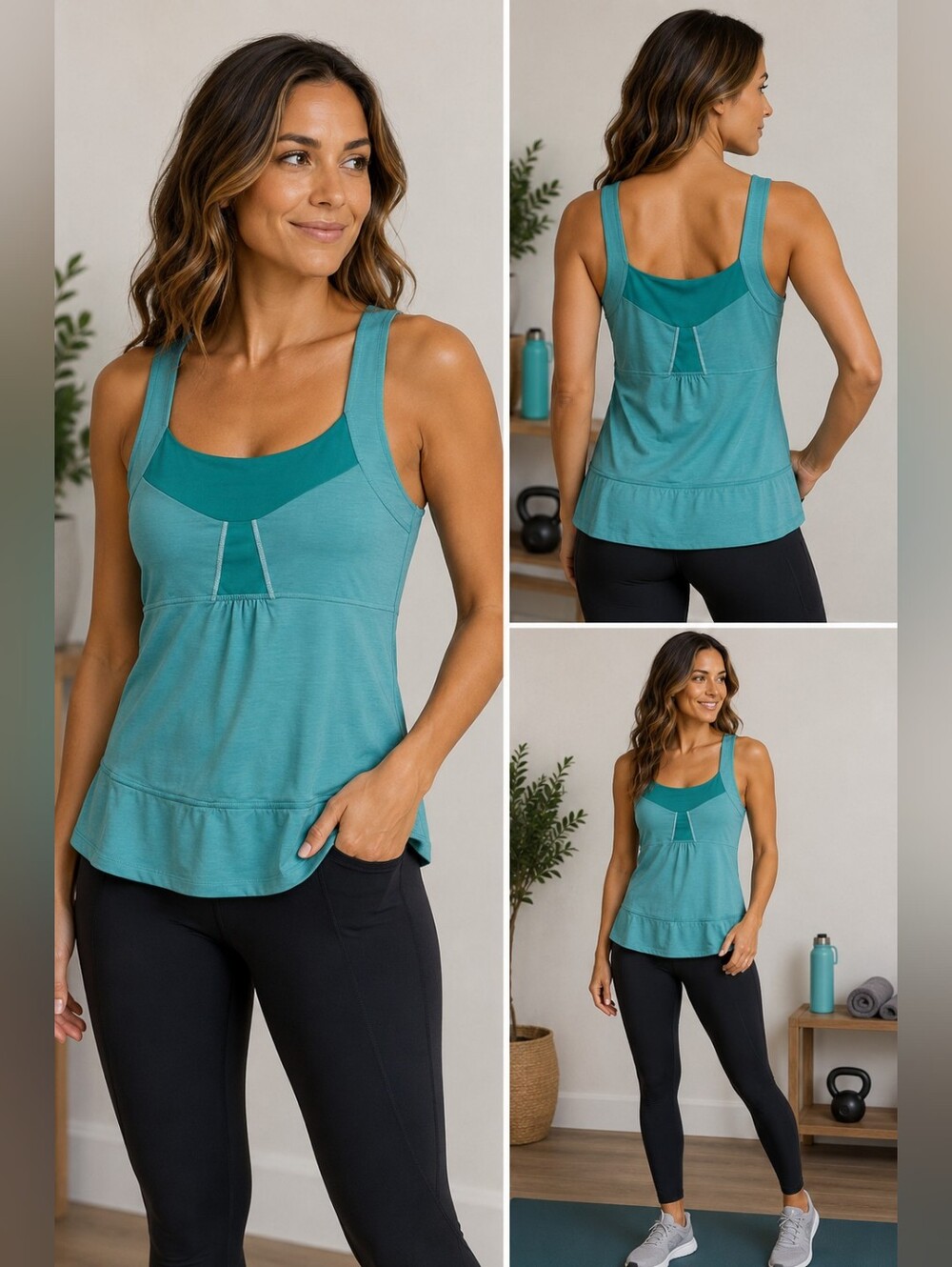 Lucy Teal Tank Top Large Activewear